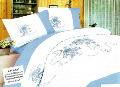 4 PIECE BLUE & WHITE QUEEN SIZE 100% COTTON DUVET COVER SET A MUST HAVE