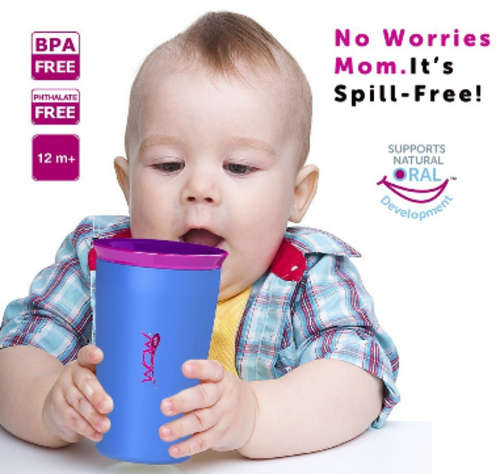 WOW SPILL FREE DRINKING CUP WHAT EVER MOM NEEDS