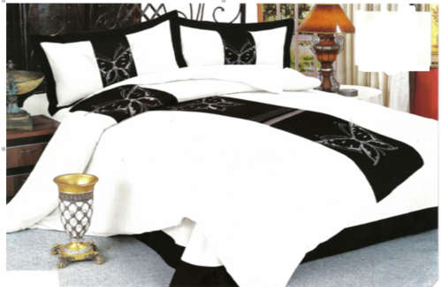 4 PIECE DOUBLE SIZE DUVET COVER SET GRAY AND BLACK