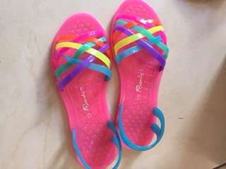 Pink with multi colour strap sandal size 3