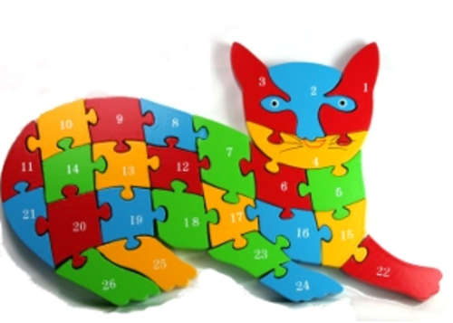 WOODEN ALPHABET AND NUMBERS CAT JIGSAW PUZZLE, A MUST HAVE!!!!!!!!!!!