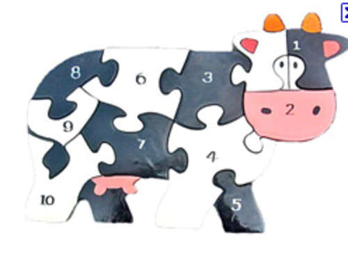 WOODEN ALPHABET AND NUMBERS COW JIGSAW PUZZLE, A MUST HAVE!!!!!!!!!!!