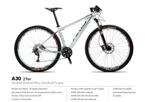 Axis A30 29er (2013 model) mountain bike, like new!, less than 100km, plus extra accessories.