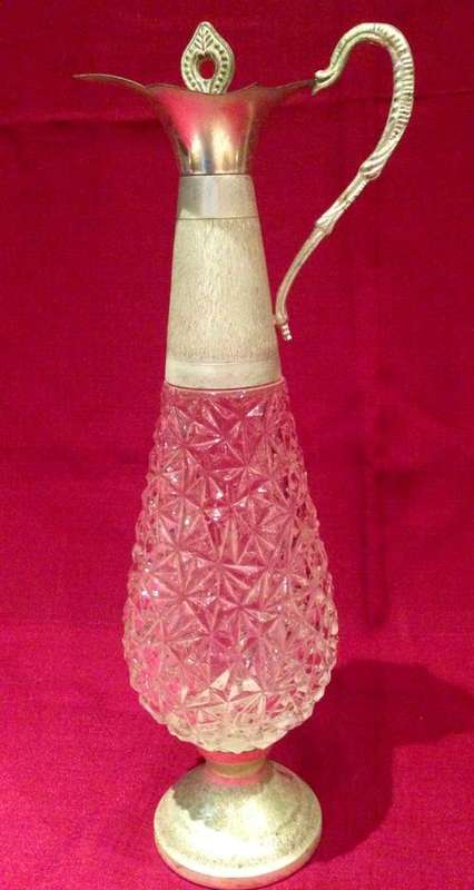 Glass & Metal (silver plated?) Pitcher Clarete