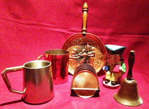 Odd-Lot of Six Items incl. Copper, Brass, Pewter, Ceramic