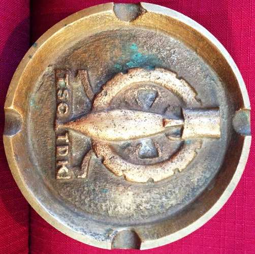 Original WW II Cast Brass Ashtray SADF Technical Service (TSC/TDK)