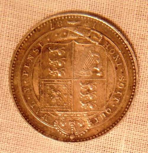 Queen Victoria, AR Sixpence, 1887. The scarcest of 4 varieties of this withdrawn type