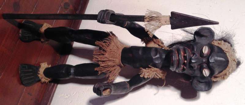 PRIMITIVE MALE TIKI WARRIOR CHIEF 86cm - TRIBAL TIKI DECOR