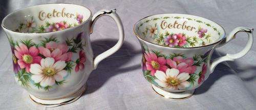 Stunning 1970s Royal Albert Cosmos Flower of the Month Coffee and Tea Cup