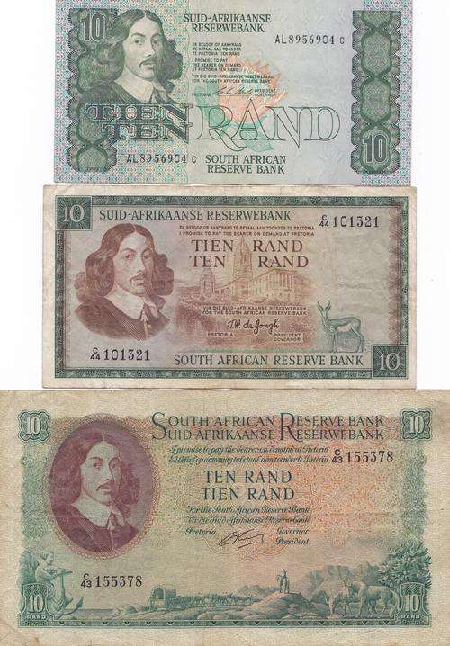 R10 notes.Rissik,de Jongh,Stals.One lot.