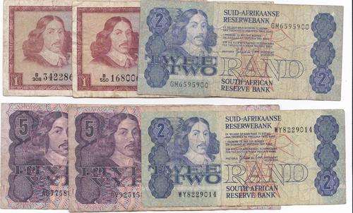 6 x old SA bank notes as per scan.One bid for all.