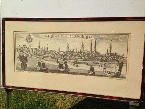 OUTSTANDING JOHANN CHRISTOPH HAFFNER FRAMED PRINT OF HAMBURG