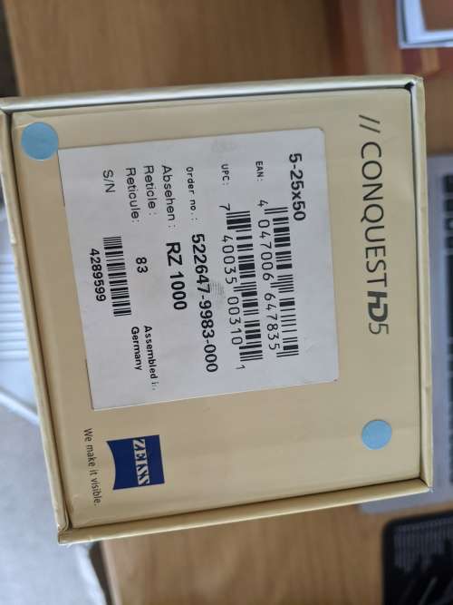 Zeiss Conquest HD5 5-25x50 RZ1000 Rifle Scope