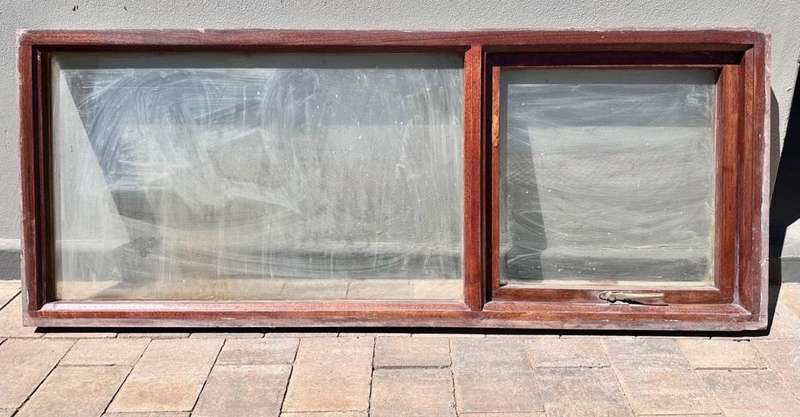 Wooden frame window with glass