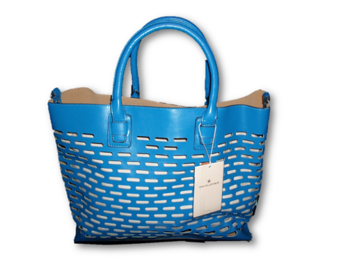 ORIGINAL DAVID JONES-HANDBAG- PERFORATED TOTE - BLUE