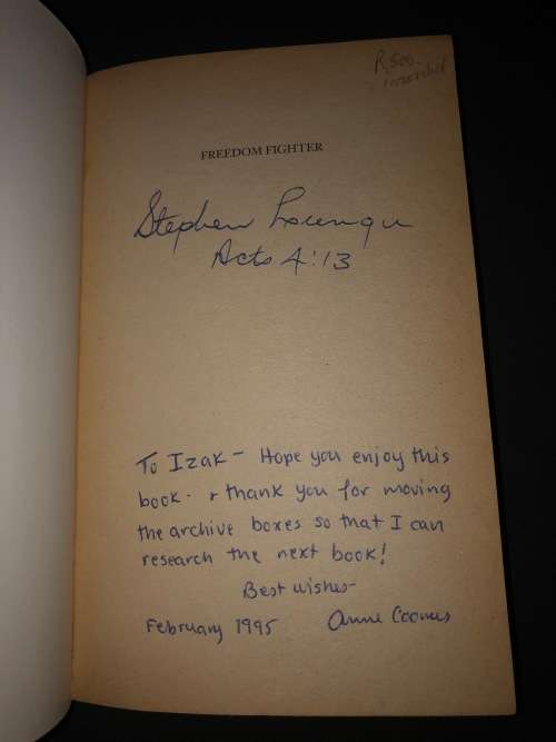 Freedom Fighter By Stephen Lungu with Anne Coomes (SIGNED BY BOTH)