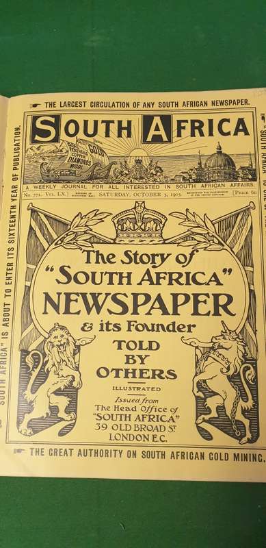 The Story of `South Africa` Newspaper and its Founder Told by Others. SCARCE.