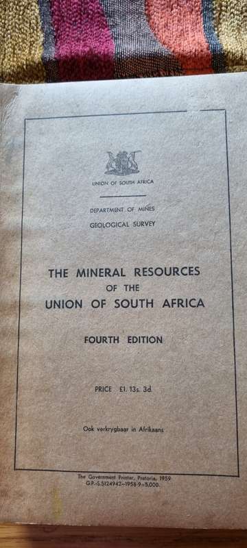 The Mineral Resources of the Union of South Africa, 4th edition 1959. Dept of Mines.