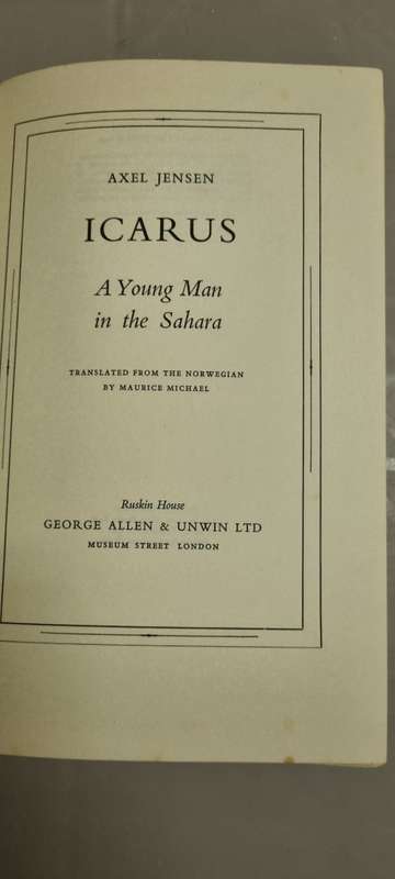 Icarus. A young man in the Sahara. Axel Jensen.SCARCE