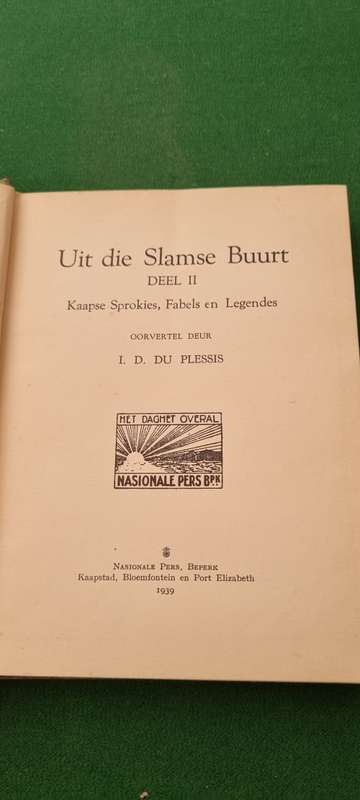 Uit die Slamse Buurt Deel II, Kaapse sprokies, fabels en legendes. ID du Plessis.