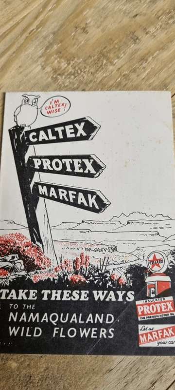 Map to the Namaqualand Wild Flowers. CALTEX/ PROTEX/ MARFAK