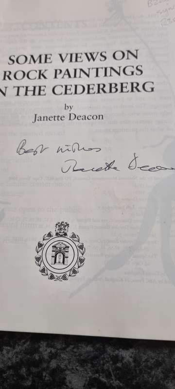 Some views on rock paintings in the Cederberg. Janette Deacon. (signed)