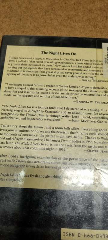 The night lives on. New thoughts, theories and revelations about the Titanic. Walter Lord.