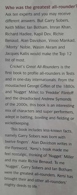 Cricket`s Great All-Rounders  Author: Kershi Meher-Homji