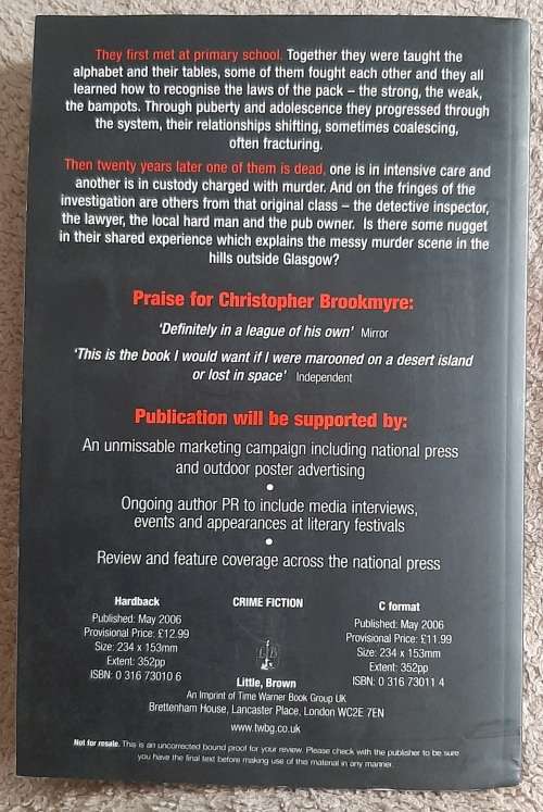 a Tale etched in Blood and Hard Black Pencil  Author: Christopher Brookmyre