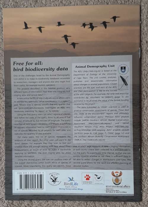 Birds and Enviromental Change: building an early warning system in S.A.  Author: SANBI