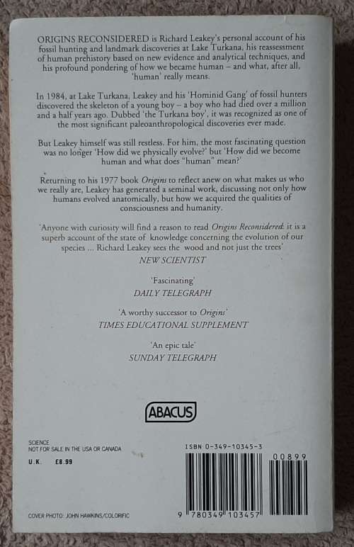 Origins Reconsidered: In search of what makes us Human  Author: Richard Leakey and Roger Lewin