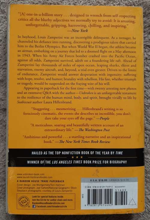 Unbroken: A W.W.II story of Survival, Resilience, and Redemption - Author: Laura Hillenbrand