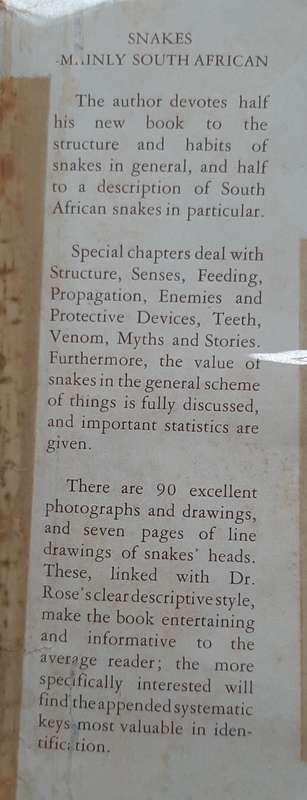 Snakes: Mainly South African Author: Walter Rose