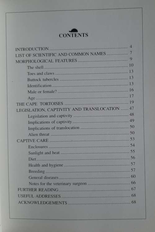 Cape Tortoises:Their Identification and Care - Author: Ernst H.W. Baard