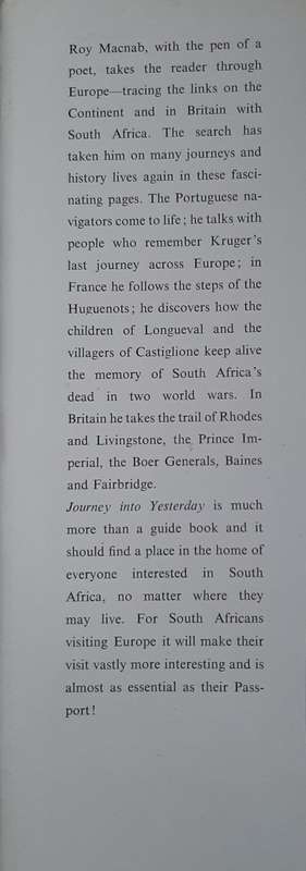Journey into Yesterday: South African Milestones in Europe - Author: Roy Macnab