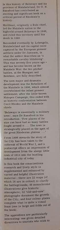 Bulawayo: Historic Battleground of Rhodesia - Author: Oliver Ransford