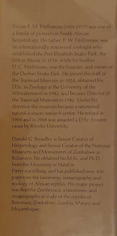 FitzSimons` Snakes of Southern Africa - Author: Donald G Broadley