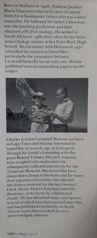 Butterflies of the Table Mountain Range - Authr: A.J.M. Claasens and C.G.C. Dickson