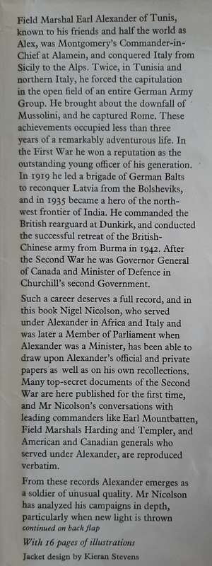 Alex: The Life of Field Marshal Earl Alexander of Tunis - Author: Nigel Nicolson