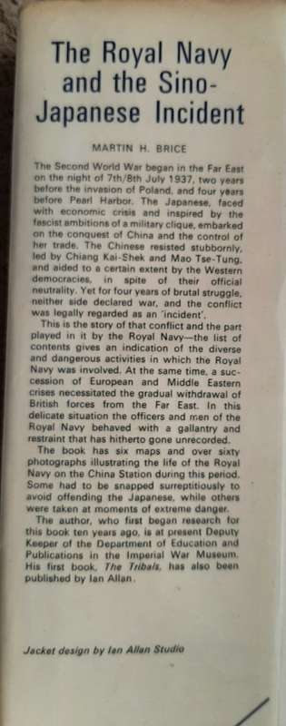 The Royal Navy and The Sino-Japanese Incident 1937-41 -Author: Martin H. Brice