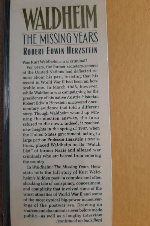 Waldheim: The Missing Years - Author: Robert Edwin Herzsrein