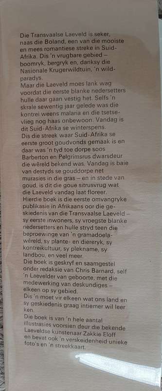 Die Transvaalse Laeveld: Kamee van ñ Kontrei - Author: Chris Barnard