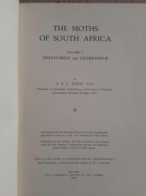 The Moths of South Africa(4 Volumes) - Author: A. J. T. Janse, D.Sc.