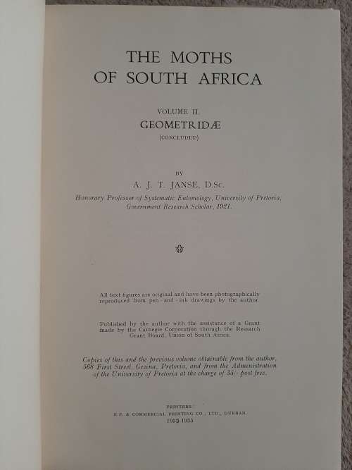 The Moths of South Africa(4 Volumes) - Author: A. J. T. Janse, D.Sc.