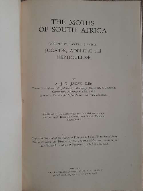 The Moths of South Africa(4 Volumes) - Author: A. J. T. Janse, D.Sc.
