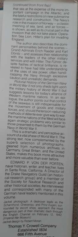Pictorial History of the German Navy in W.W.II - Author: Edward P. Von der Porten