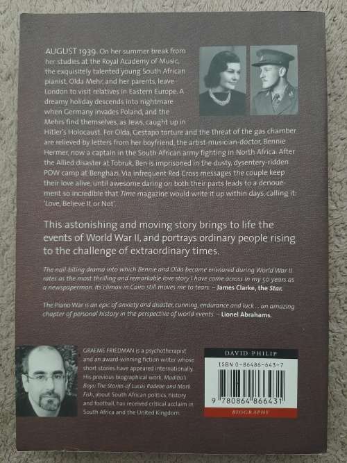 The Piano War: The true story of love and survival in W.W.II - Author: Graeme Friedman