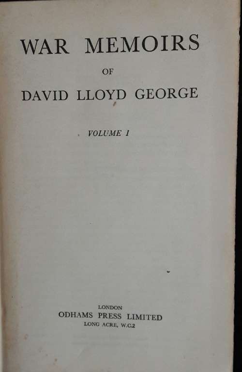 War Memoirs of David: Lloyd George - Volume 1