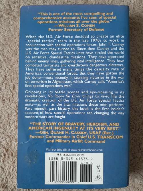 No Room for Error - Author: Colonel John T. Carney Jr, and Benjamin F. Schemmer