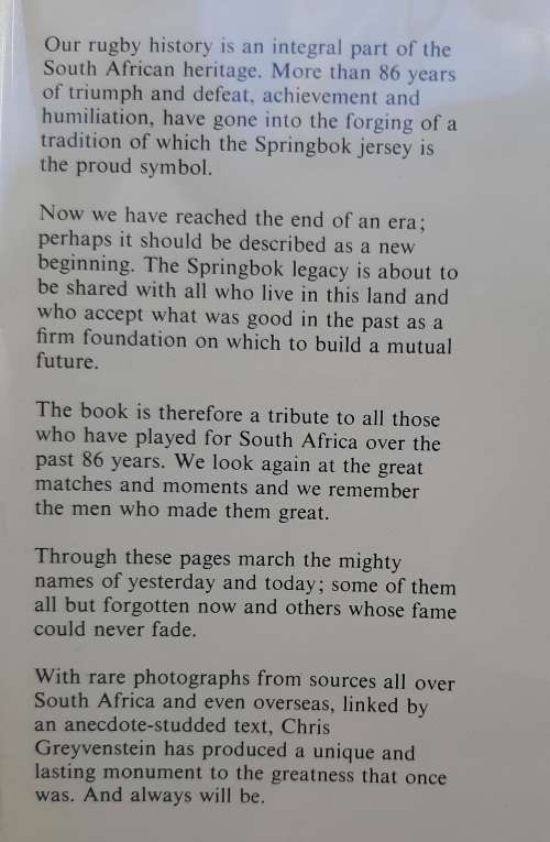 Springbok Saga: A Pictorial History from 1891 - Author: Chris Greyvenstein